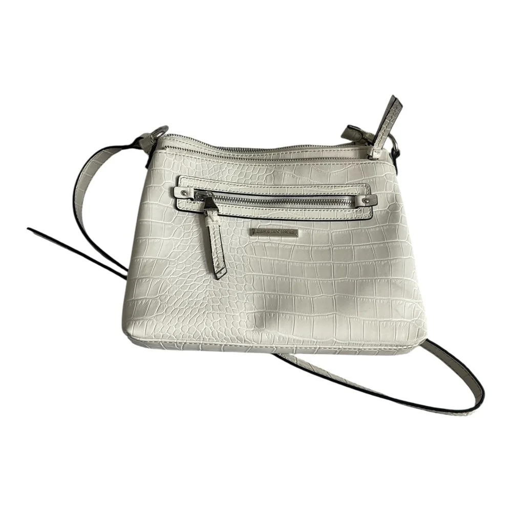 DANA BUCHMAN Off White Croco Leather Bag Small Shoulder Bag Womens Crossbody Bag - Picture 6 of 10